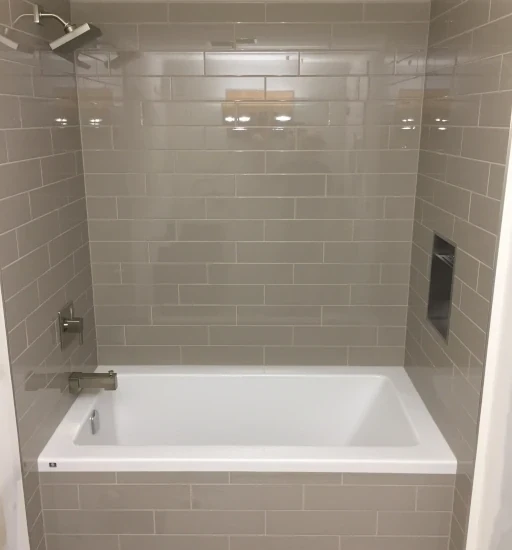 Verschoor finished tub-shower with niche-wide angle - shower niche height post
