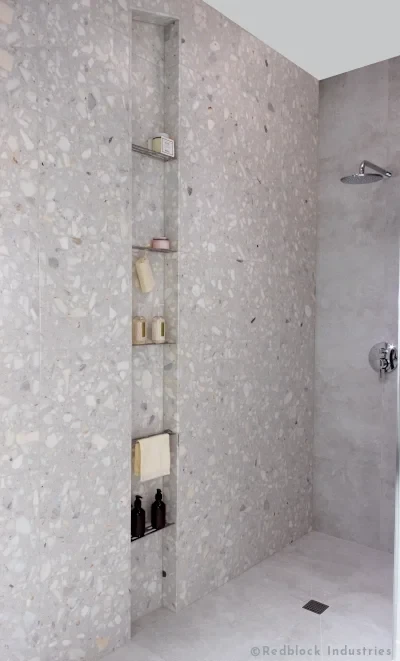 Beta's curbless shower-top of BSN post-1548W - shower niche height post