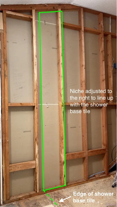 Horizontal placement of shower niche in WIS - shower niche height post